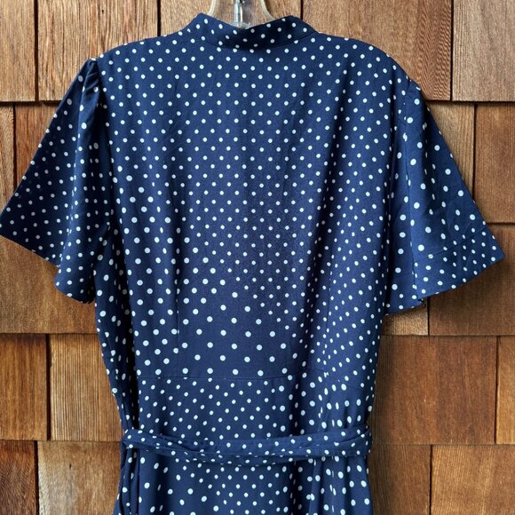 NWT Ann Taylor Navy Dotted Patchwork Pocket Short Sleeve Shirtdress - Women's 14 - Picture 7 of 14